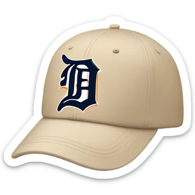 Beige Detroit tigers hat sticker
