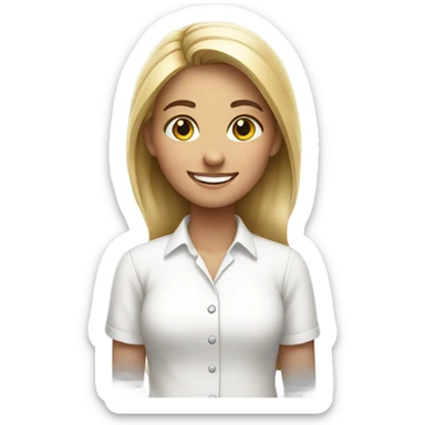 smiling girl in white shirt sticker