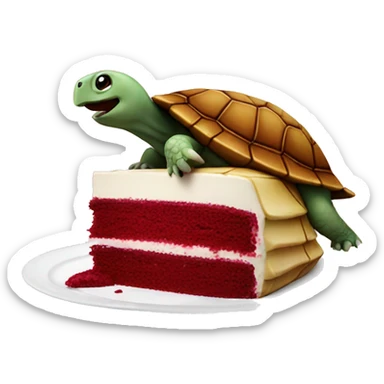 turtle eating red velvet cake sticker