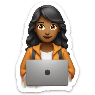 developer woman with a laptop and a fire behind her sticker