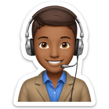 a sales agent with headphones sticker