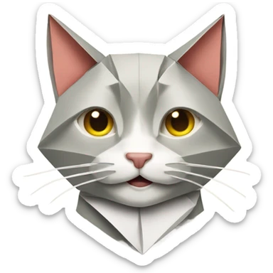 cat smiling origami saumon sticker
