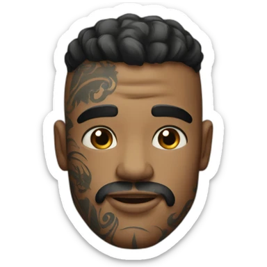 Guy with tatoo on his had  nad on his face Gót  sticker