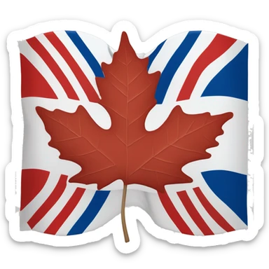 genrate flag with chinar/maple leaf in middle with blue and red strip infront sticker