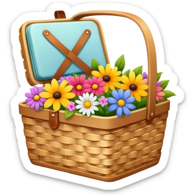 picnic basket with flowers sticker