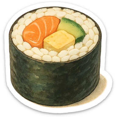 sushi roll in ghibli style sticker