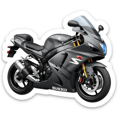 a stylized emoji of a Suzuki GSXR 1000 motorcycle, with 'Sakqu' written in smoke above, both elements clear and distinct sticker