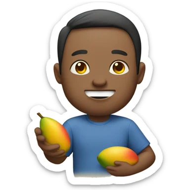 John Pork holding mangoes sticker