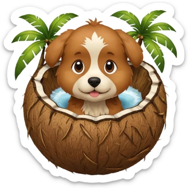 dog in a coconut sticker