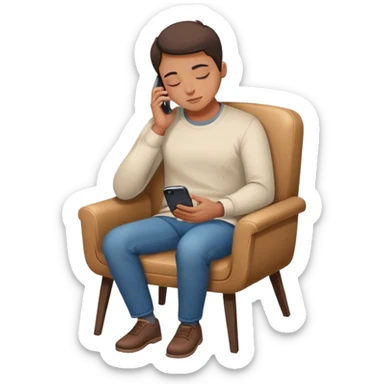 A person sitting in a chair, phone on the table, hands resting on their lap, eyes closed. No distractions, no to-do lists—just a moment of stillness.  sticker