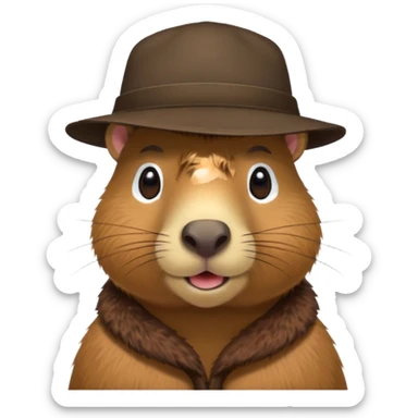 Capibara with a hat sticker