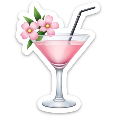 Cocktail with light pink flowers sticker
