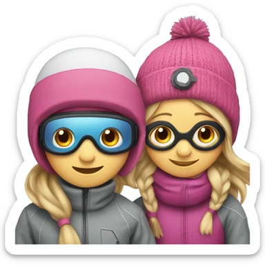 Boy & girl with ski goggles and beanie  sticker