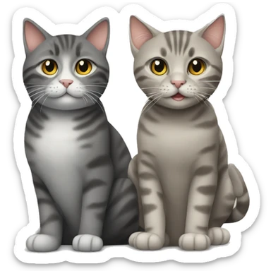 Tabby cat and grey cat sitting together  sticker