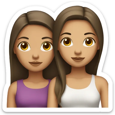 two girls with brunette hair and straight sticker