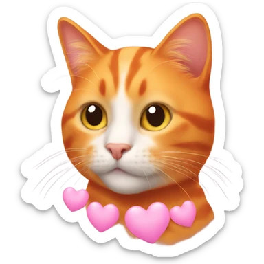 orange cat with hearts sticker