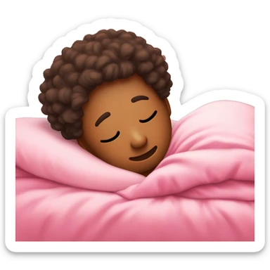 Snuggled up in pink bed sticker
