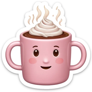 Light pink cup with hot chocolate in it sticker