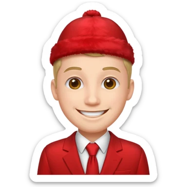 man  in red holiday suit sticker