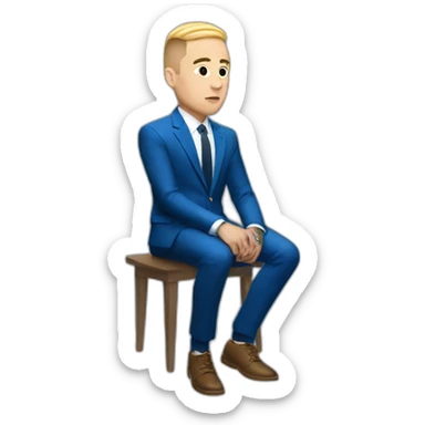 mac miller with a blonde comb over skin fade wearing a blue suit on computer sticker