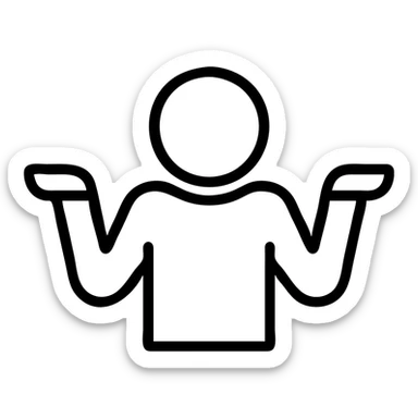 minimal style shrugging icon sticker