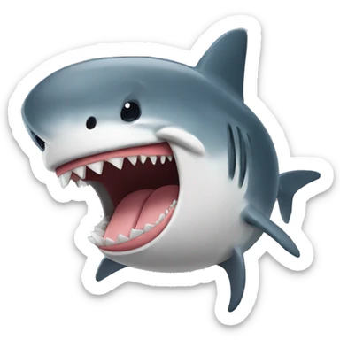 cat tongue out with shark hat sticker