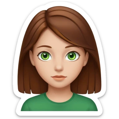 Make a girl with brown hair and green eyes sticker