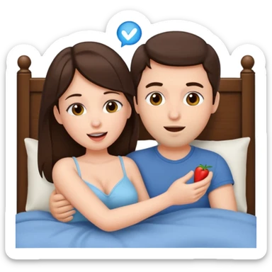 Brunette performing oral sex on a male in bed bowlob sticker