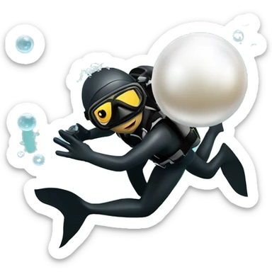 Scuba diver finds a pearl in the ocean sticker