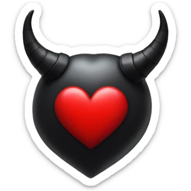 Red heart with black horns and tail  sticker