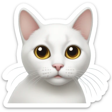 white cat heart eyes  sticker