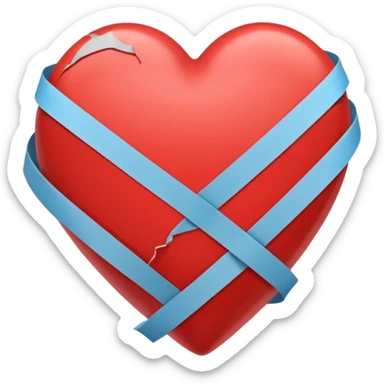 Heart held together by tape, tape snapping sticker