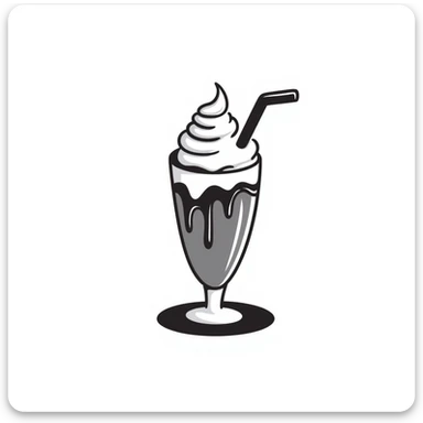 a chocolate milkshake, hand-drawn doodle style sticker