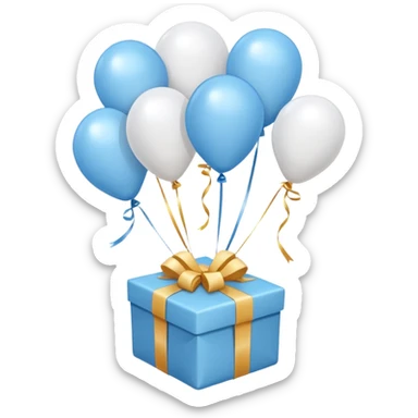 Please make light blue and white balloons too, make several and tie them to a gift, the gifts with the most balloons, make the light blue and white balloons sticker