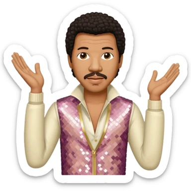Lionel Richie with dark brown hair, cream sequin outfit  sticker