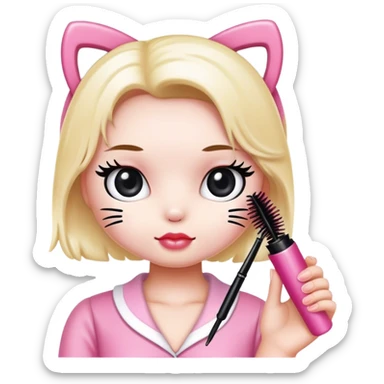  hello Kitty holding an eyelash mascara spoolie sticker