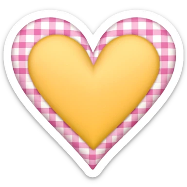 Pink and yellow gingham heart sticker