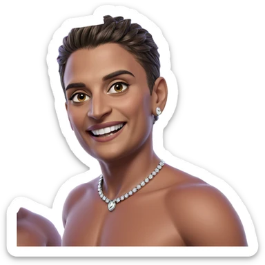 smiling boy with jewelry sticker