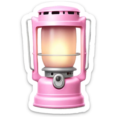 Realistic camping light pink lit camping lantern lisolated. sticker