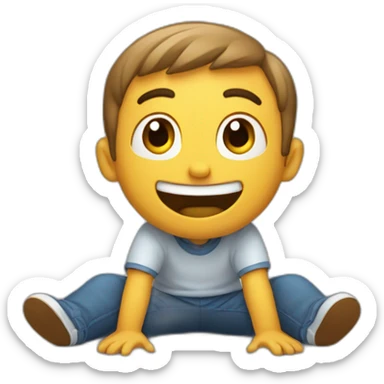 a guy sitting on the floor, who spreads his arms in surprise and smiles a little at the comicality of the situation sticker