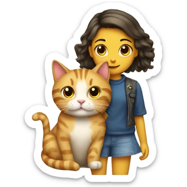 A cat with a girl  sticker