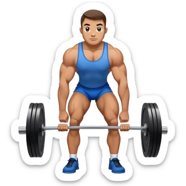 powerlifter with blue shorts perfoming deadlift sticker