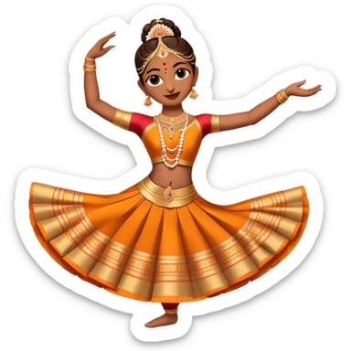 cinematic-realistic-bharatanatyam-dance-emoji,-depicted-as-an-elegant-classical-indian-dance-performance-with-graceful-poses,-intricate-costumes,-and-expressive-hand-gestures,-rendered-with-rich-textures-and-warm-dramatic-lighting, single dancer sticker