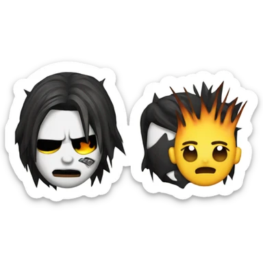 punk emoji, hardcore rock face emoji with hands, leather jacket sticker