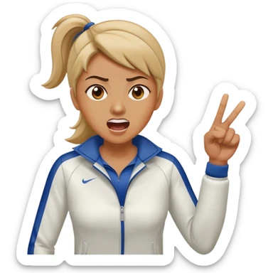 female sport coach pointing finger and yelling sticker