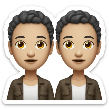 Dark short hair white skin twins  sticker