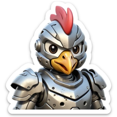 Mecha battle chicken humanoid creature but more human than chicken sticker