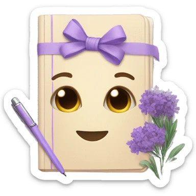 Brown journal with bows and lavender flowers sticker