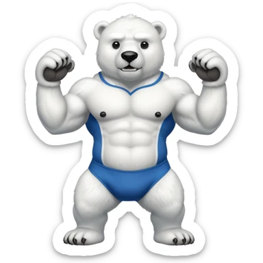 flexing polar bear with tanktop sticker