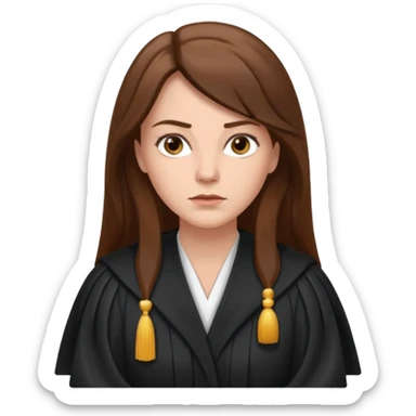 white-women-with-long-brown-hair-lawyer-in-lawyer’s-robe. sticker